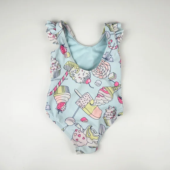 GAP Blue and Pink One Piece Swimsuit with Ruffled Straps - Picture 4 of 6